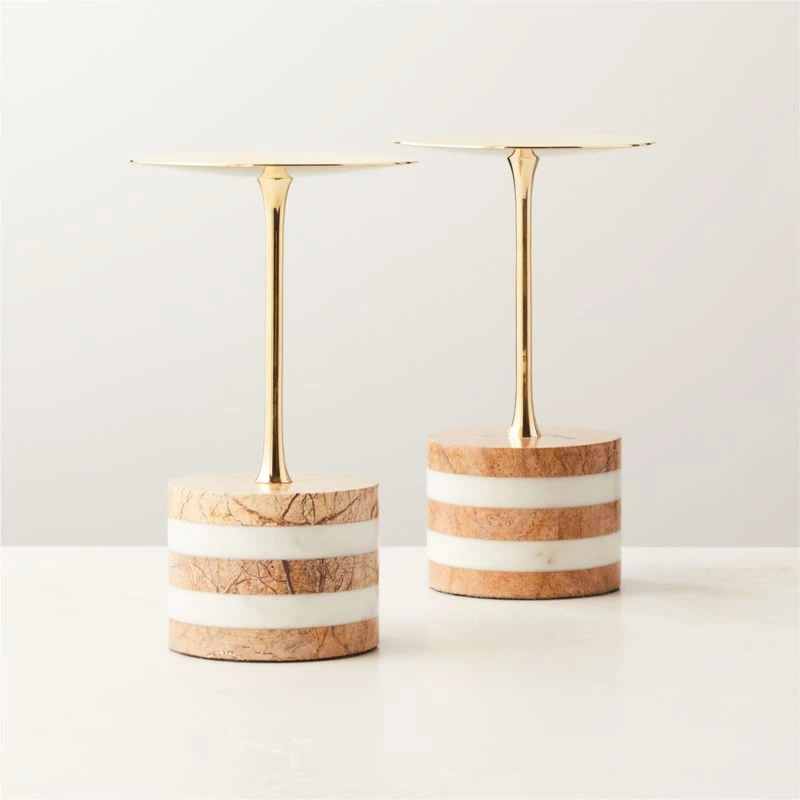 Stacked Marble And Brass Pillar Candle Holder Small 6 Stacked Marble And Brass Pillar Candle Holder Small - Image 4