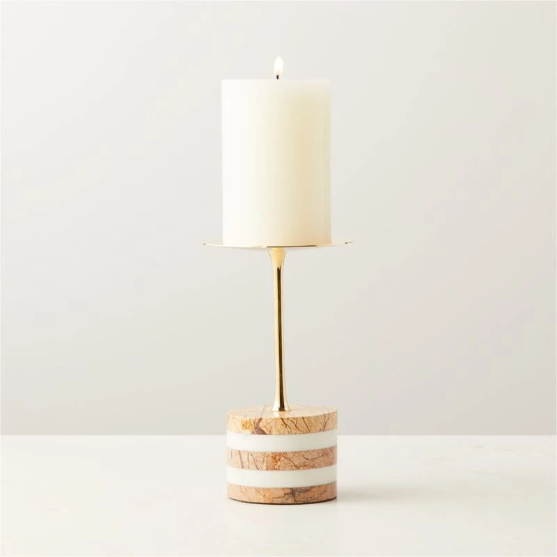 Stacked Marble And Brass Pillar Candle Holder Small 5 Stacked Marble And Brass Pillar Candle Holder Small - Image 3