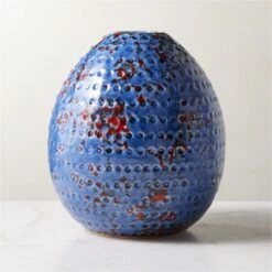 Steele Round Blue Vase