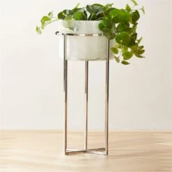 Syd Small Glass Planter With Stand -Home Decor Sale SydSmGlassPlanterWStandROF22