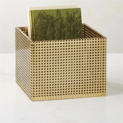 Tegan Perforated Brass Metal Storage Basket Small -Home Decor Sale TeganBrassPrfrtdBasketAVSHS23