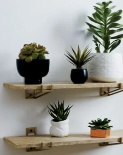 Potted Faux Succulent 14" -Home Decor Sale TravertineStoneShelfAG18