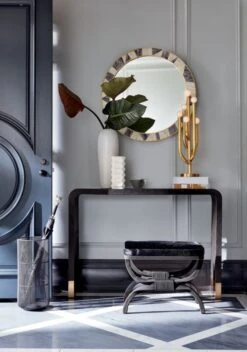 Drizzle Black Umbrella Stand -Home Decor Sale TylerLeatherConsoleTableStitchedJN19