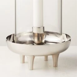 Vetro Polished Stainless Steel And Glass Hurricane Candle Holder -Home Decor Sale VetroSSTaperHrrcnAV2SHF22
