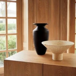Dune Footed Sandstone Bowl -Home Decor Sale YadiraBlackVaseSP21 1x1 1