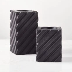 Zeke Blackened Teak Pillar Candle Holder Small -Home Decor Sale ZekeBkdTeakPllrHolderGrpFHS23