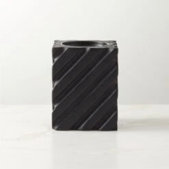 Zeke Blackened Teak Pillar Candle Holder Small